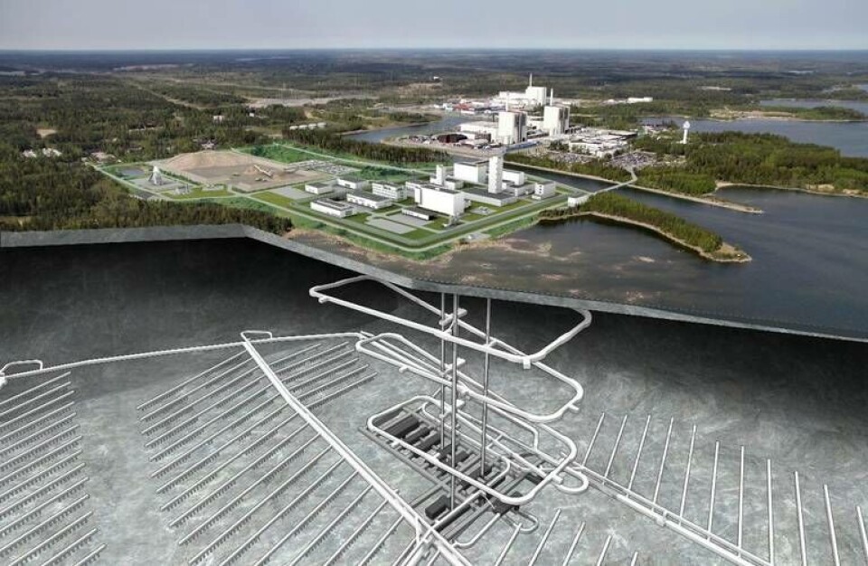 Ett sex mil långt tunnelsystem 500 meter under jord ska rymma 6 000 kapslar med använt kärnbränsle. Illustration över det planerade slutförvaret i Forsmark. Foto: Lasse Modin Ett sex mil långt tunnelsystem 500 meter under jord ska rymma 6 000 kapslar med använt kärnbränsle. Illustration över det planerade slutförvaret i Forsmark. Foto: Lasse Modin