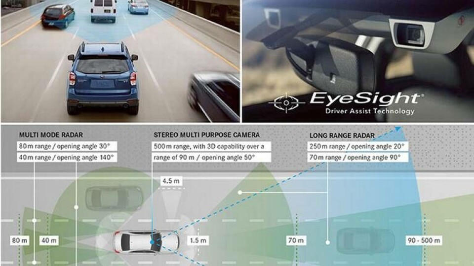 Säkerhetsystemet Eyesight. Foto: Subaru, Mercedes-Benz Säkerhetsystemet Eyesight. Foto: Subaru, Mercedes-Benz