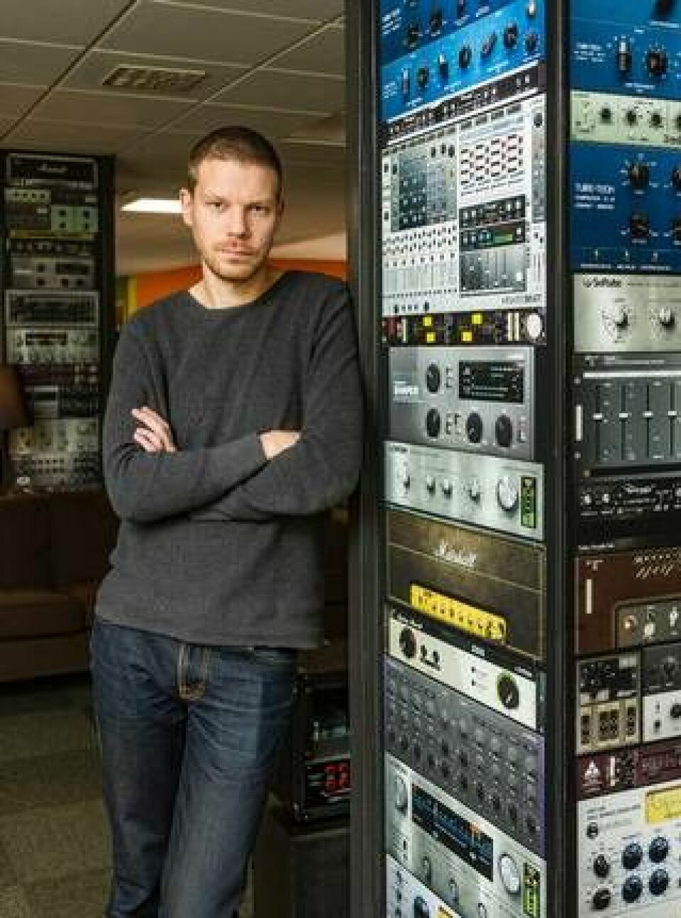 Arvid Rosén är utvecklingschef på Softube som gör digitala ljudlösningar. Det handlar om signalbehandling och arbete som han menar kan vara ”extremt mattetungt”. Foto: Per-Olof Rosén