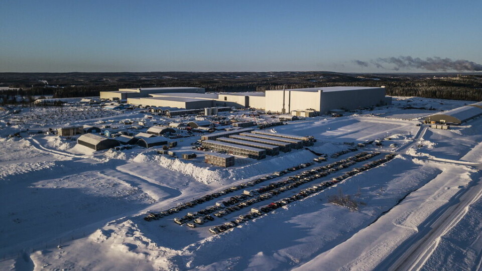 Bygget av Northvolt Ett i Skellefteå. Bilden är från februari 2021. Foto: Pontus Orre/TT
