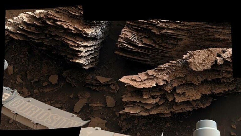 Den här bilden tros föreställa en uttorkad strömbädd på Mount Sharp. Foto: Nasa Den här bilden tros föreställa en uttorkad strömbädd på Mount Sharp. Foto: Nasa