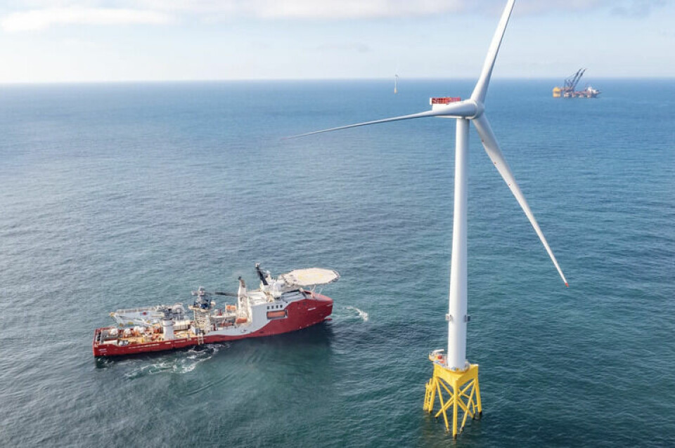 Seagreen slår rekord med det största djupet för vindkraftverk med fasta fundament. Foto: Seagreen