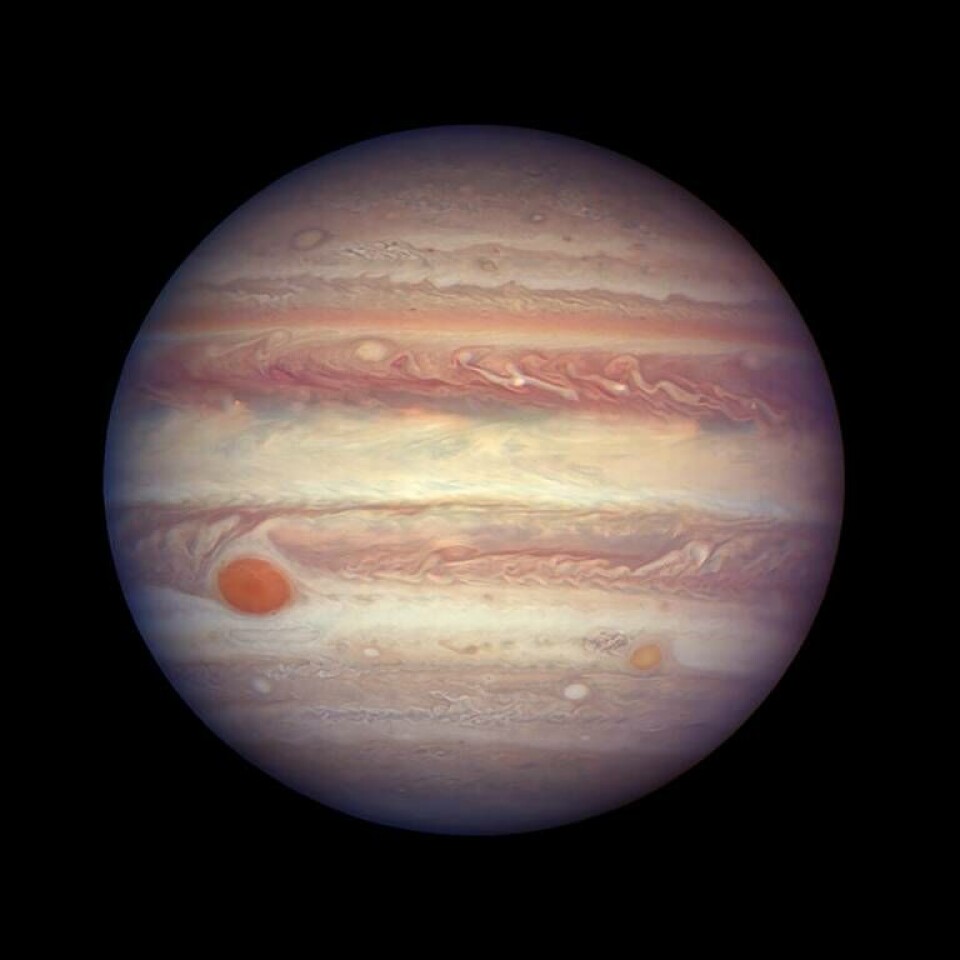 Jupiter Foto: NASA, ESA, and A. Simon (GSFC) via AP, TT Jupiter Foto: NASA, ESA, and A. Simon (GSFC) via AP, TT