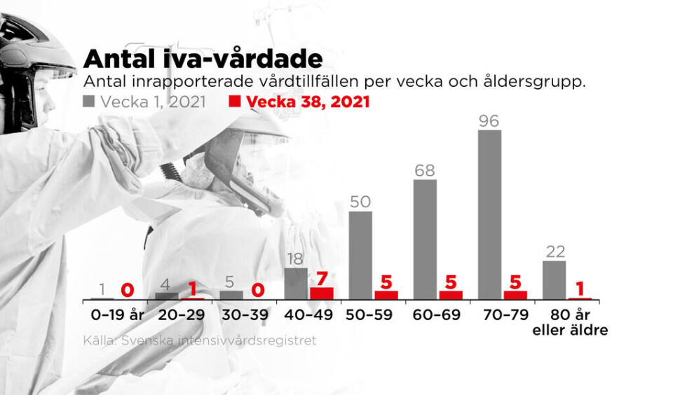 Antal inrapporterade vårdtillfällen per vecka och åldersgrupp. Foto: Johan Hallnäs Antal inrapporterade vårdtillfällen per vecka och åldersgrupp. Foto: Johan Hallnäs