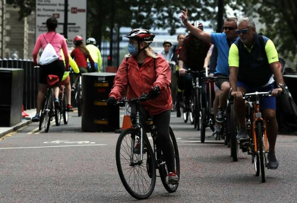 London är en av de sju städer som ingår i den nya studien. Här har många valt att ta cykeln för att undvika smitta under pandemin. Arkivbild. Foto: Frank Augstein/AP/TT