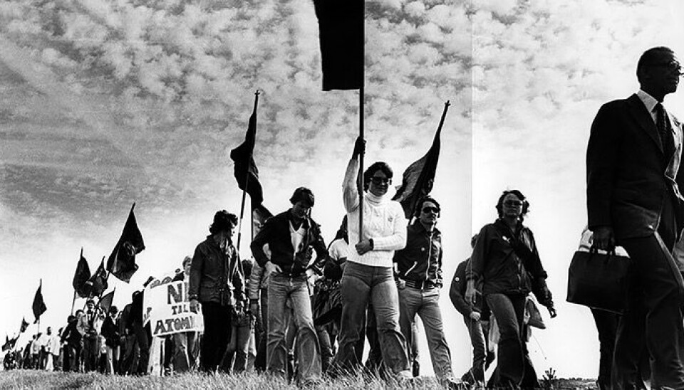 Demonstration mot kärnkraft utanför Ringhals kärnkraftverk i augusti 1978. Foto: KAMERAREPORTAGE/TT Demonstration mot kärnkraft utanför Ringhals kärnkraftverk i augusti 1978. Foto: KAMERAREPORTAGE/TT