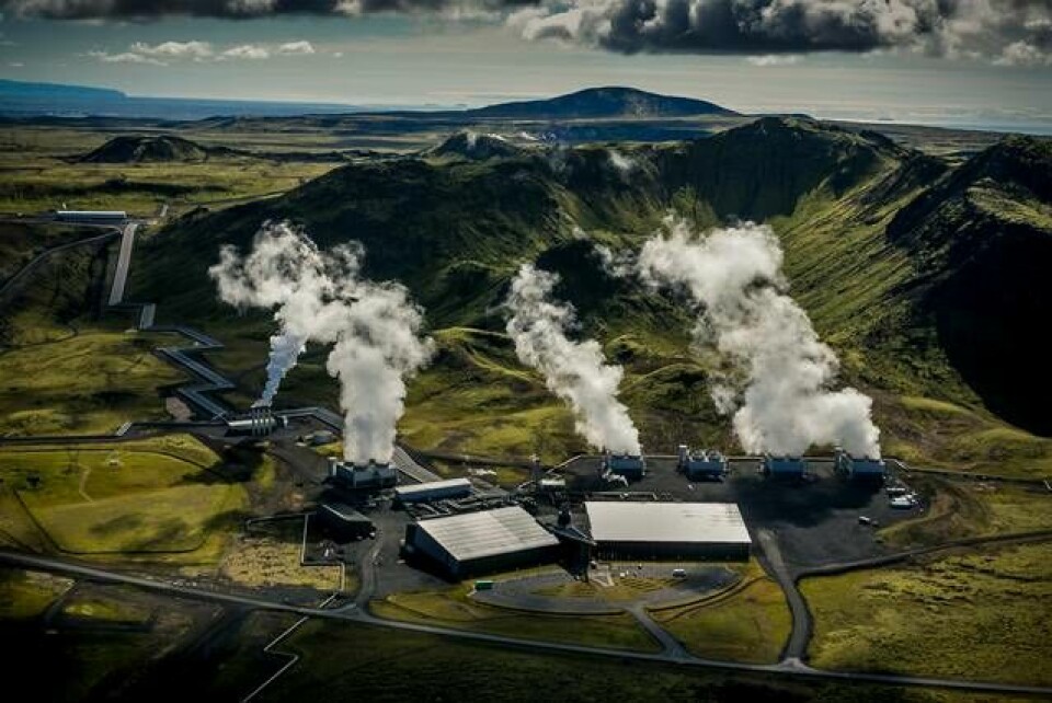 Orca, den i dag största anläggningen för direktinfångning av koldioxid från luften, finns på Island, och kan fånga in ungefär 4 000 ton koldioxid per år. Foto: Arni Saeberg/Climeworks AG via AP