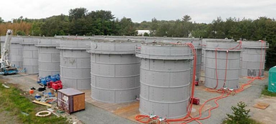 Några de tankar för kontaminerat vatten som byggts kring kärnkraftanläggningen Fukushima Daiichi. Foto: Tepco Några de tankar för kontaminerat vatten som byggts kring kärnkraftanläggningen Fukushima Daiichi. Foto: Tepco