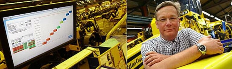 Den digitala kommunikationen över dator och tv mellan arbetslagen och lagerpersonalen kompletteras med dagliga 'morgonvandringar'. Då besöker Henrik Tagesson och en grupp beredare, materialanskaffare, planerare och flödesledare de olika monteringslagen. Foto: Christer Pöhner Den digitala kommunikationen över dator och tv mellan arbetslagen och lagerpersonalen kompletteras med dagliga 'morgonvandringar'. Då besöker Henrik Tagesson och en grupp beredare, materialanskaffare, planerare och flödesledare de olika monteringslagen. Foto: Christer Pöhner
