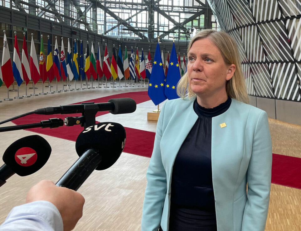 Statsminister Magdalena Andersson (S) anländer till EU-toppmötet i Bryssel. Foto: Maria Davidsson/TT