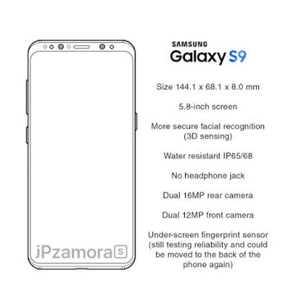 Bild från Techdroider som påstår att den visar S9:ans specifikationer. Foto: Techdroider Bild från Techdroider som påstår att den visar S9:ans specifikationer. Foto: Techdroider
