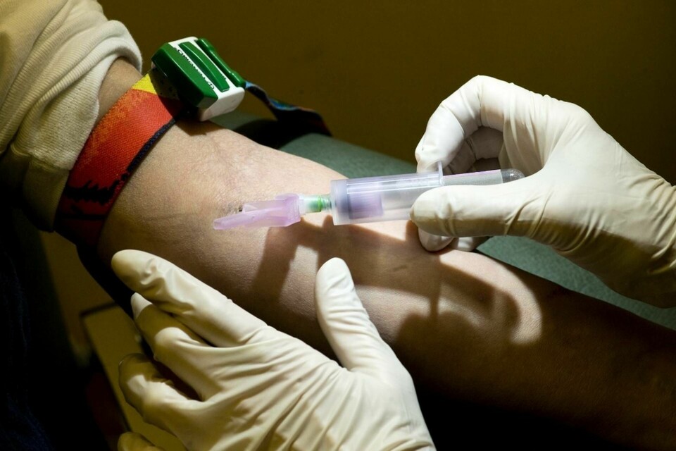 En sjuksköterska tar blodprov på en patient. Foto: Bertil Ericson/Scanpix/TT