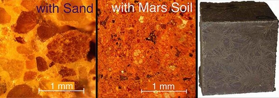 Betogen av marsgrus är mer finkorning än när vanlig sand används vilket bidrar till att göra den starkare. Foto: Northwestern University Betogen av marsgrus är mer finkorning än när vanlig sand används vilket bidrar till att göra den starkare. Foto: Northwestern University