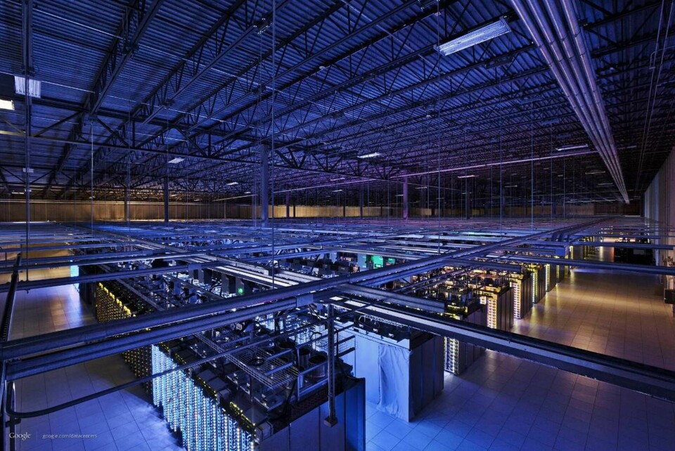 Bilden visar en av Googles enorma serverhallar i Council Bluffs, Iowa. Foto: Google