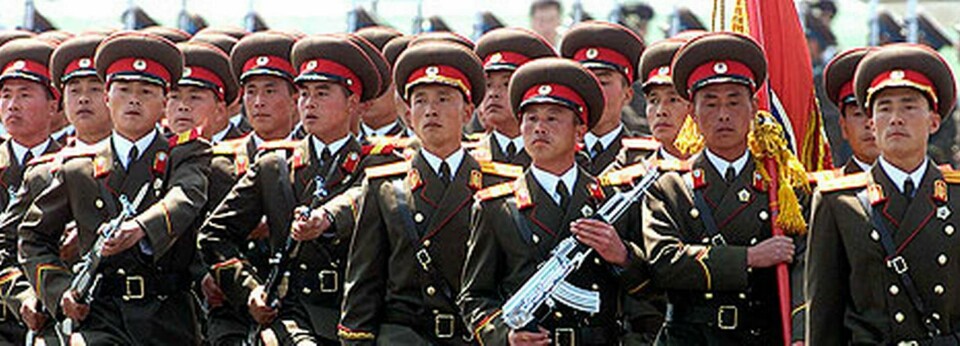 Nordkoreanska arméns uppvisning. Foto: AP Photo/Greg Baker/Scanpix