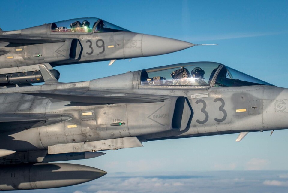 JAS-39 Gripen av C/D-modell, här i tjänst för den ungerska flygvapnet. Arkivbild. Foto: Sandor Ujvari/MTI via AP/TT JAS-39 Gripen av C/D-modell, här i tjänst för den ungerska flygvapnet. Arkivbild. Foto: Sandor Ujvari/MTI via AP/TT