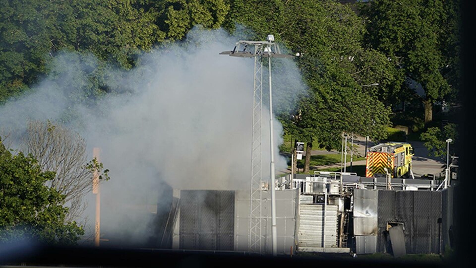 Explosion vid en vätgasmack i norska Sandvika. Foto: TT Explosion vid en vätgasmack i norska Sandvika. Foto: TT