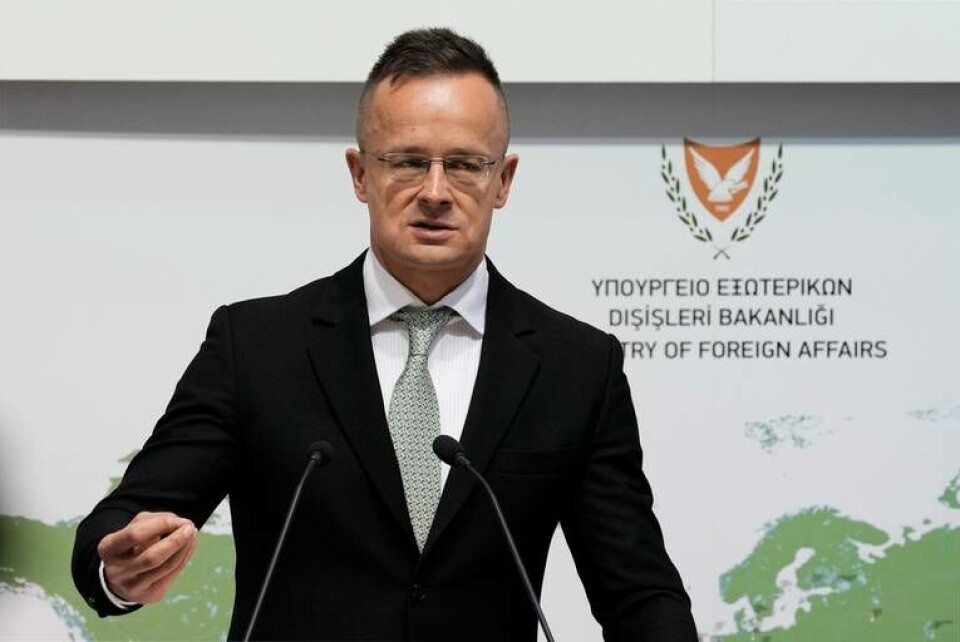 Ungerns utrikesminister Peter Szijjarto. Bild från i oktober. Foto: Petros Karadjias/AP/TT Ungerns utrikesminister Peter Szijjarto. Bild från i oktober. Foto: Petros Karadjias/AP/TT