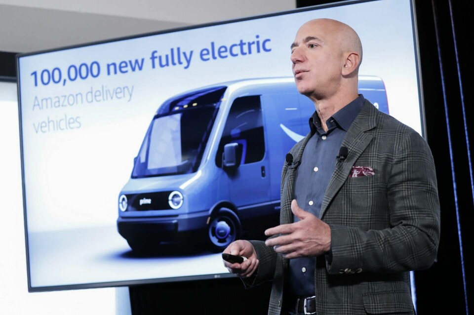 Amazons vd Jeff Bezos presenterar företagets klimatplan under en presskonferens i september 2019, i Washington. Foto: Pablo Martinez Monsivais/AP/TT