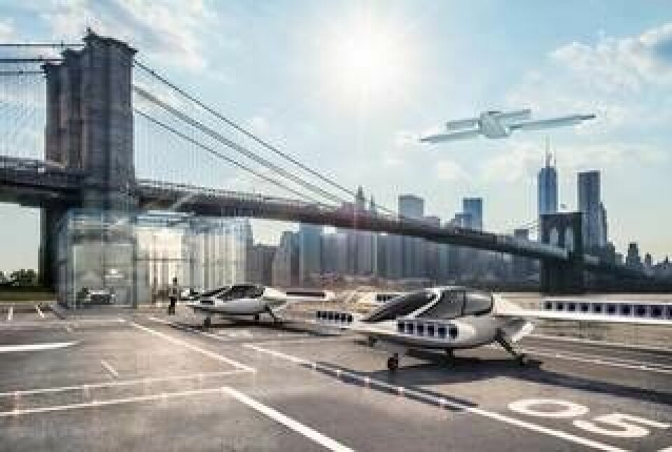 Konceptbilder på hur Lilium Jet kan bli en del av New Yorks stadsbild. Foto: Lilium