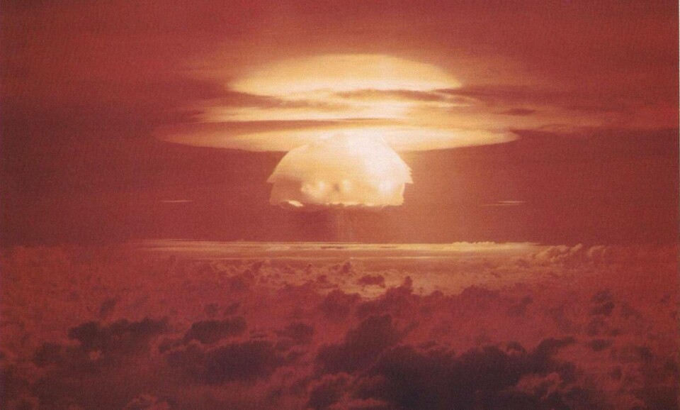 Castle Bravo-sprängningen vid Bikiniatollen. Foto: United States Department of Energy Castle Bravo-sprängningen vid Bikiniatollen. Foto: United States Department of Energy