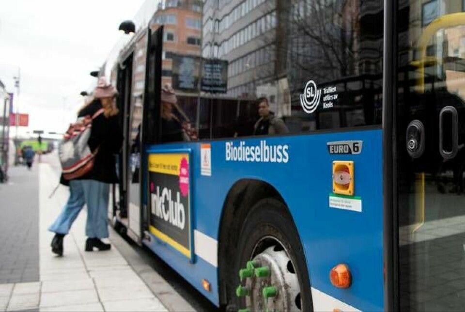 SL-buss i Stockholm, mars 2020. Foto: Jessica Gow/TT