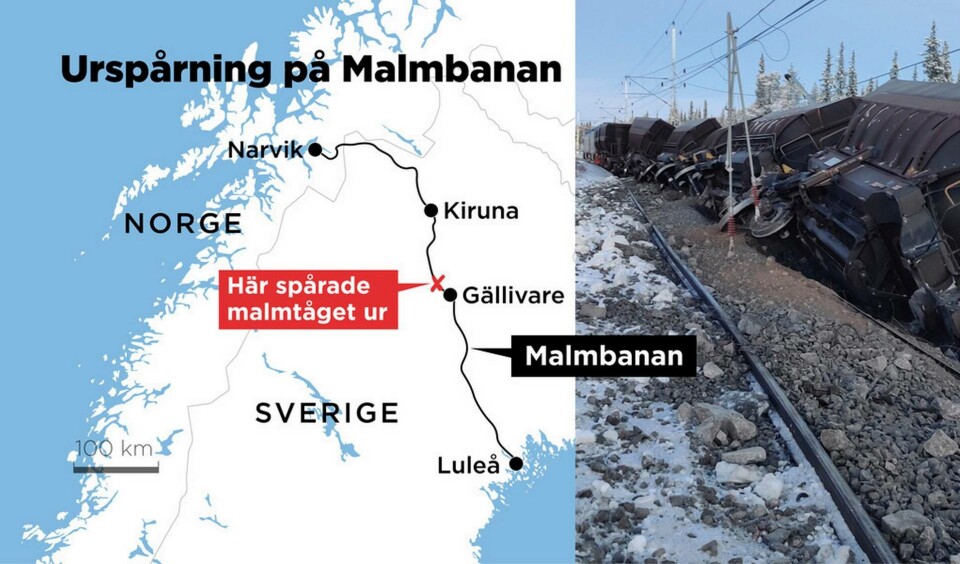 Här spårade malmtåget ur. Foto: Anders Humlebo Här spårade malmtåget ur. Foto: Anders Humlebo