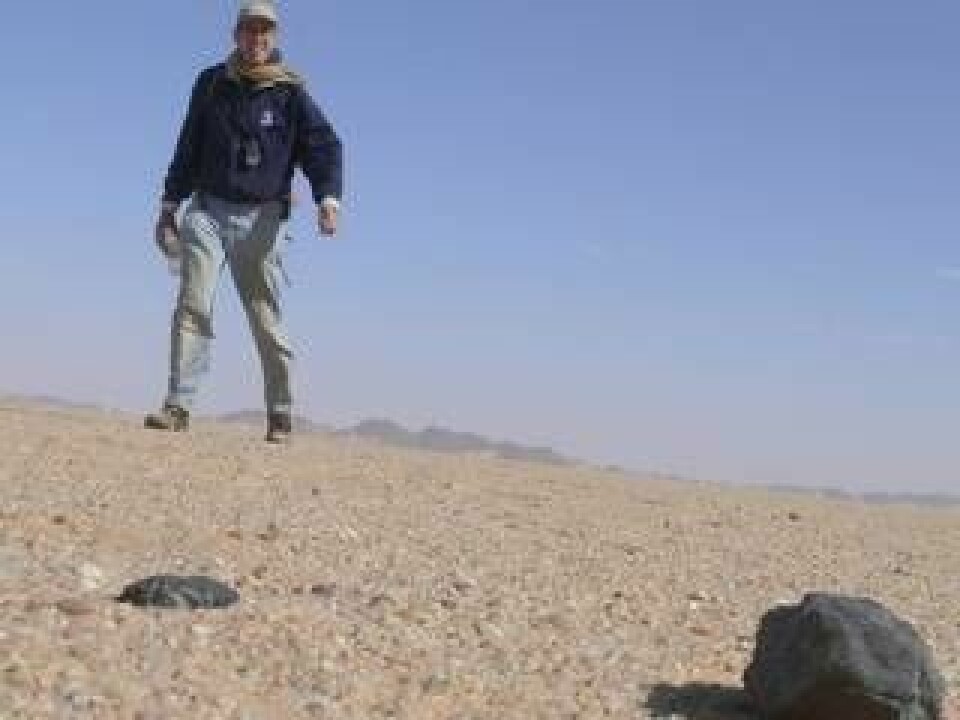 Forskaren Peter Jennings på nedslagsplatsen 2008. Foto: Nasa
