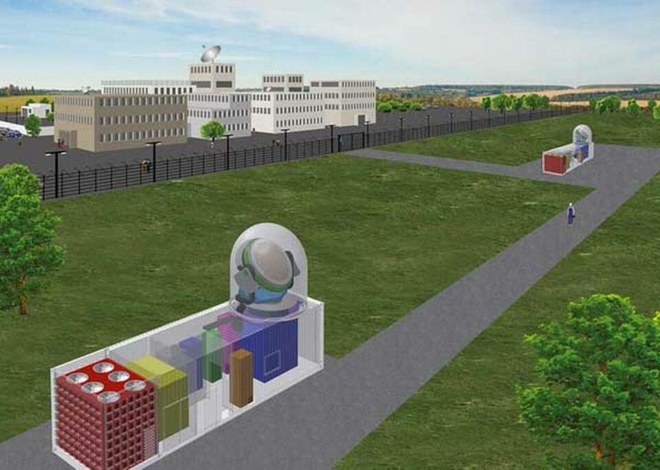 Radar för att upptäcka rymdskrot ryms i en container. Foto: Fraunhofer FHR Radar för att upptäcka rymdskrot ryms i en container. Foto: Fraunhofer FHR