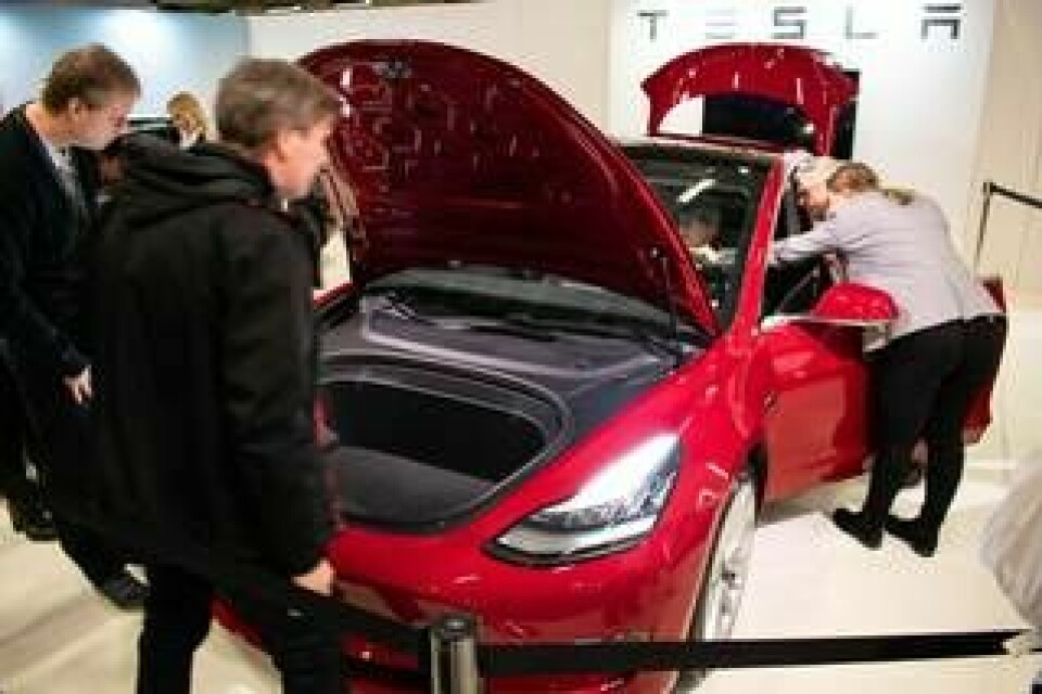 Tesla Model 3 visad för första gången i Sverige. Foto: Johan Kristensson