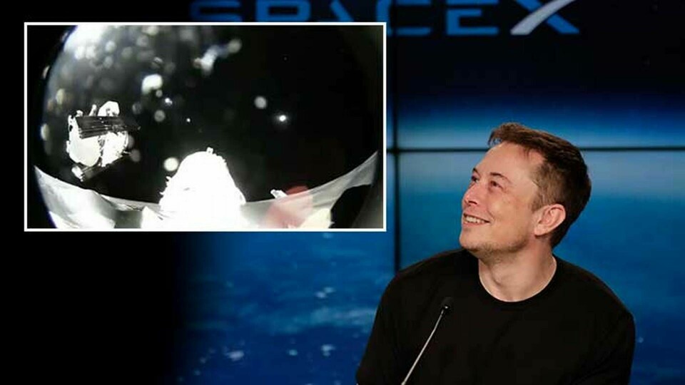 Elon Musk visar upp bilder på sina Space X-satelliter. Foto: TT / och skärmdump från Musks Instagramkonto