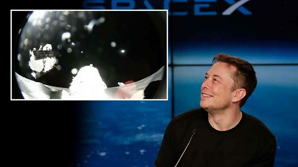 Elon Musk visar upp bilder på sina Space X-satelliter. Foto: TT / och skärmdump från Musks Instagramkonto Elon Musk visar upp bilder på sina Space X-satelliter. Foto: TT / och skärmdump från Musks Instagramkonto