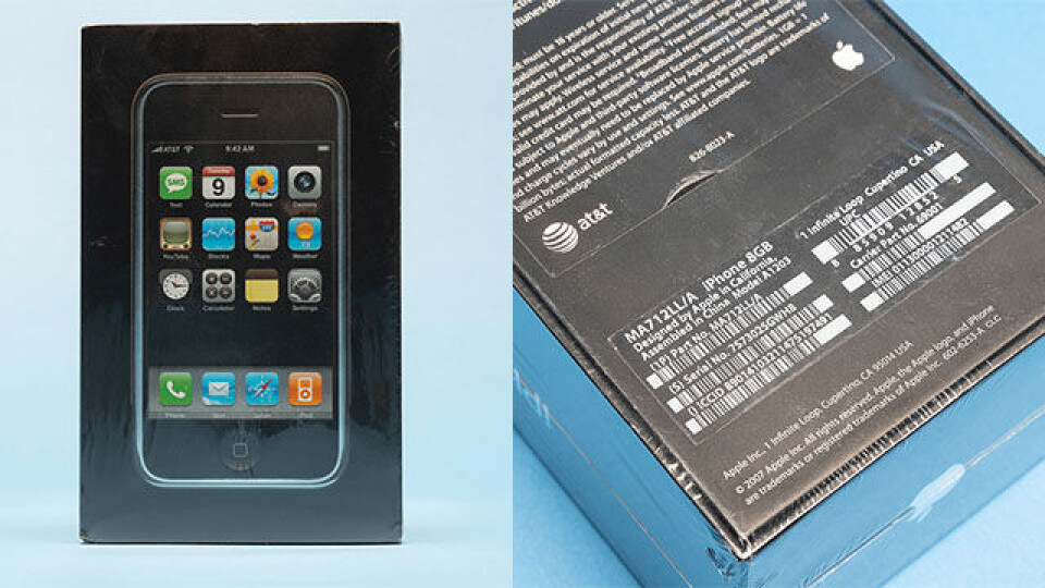 Prylhistoria. Nyligen såldes en oanvänd Iphone från 2007 på auktion i USA. Foto: RR Auction Prylhistoria. Nyligen såldes en oanvänd Iphone från 2007 på auktion i USA. Foto: RR Auction