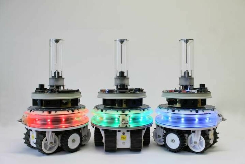 Tre autonoma MNS-robotar. Foto: Marco Dorigo and Nithin