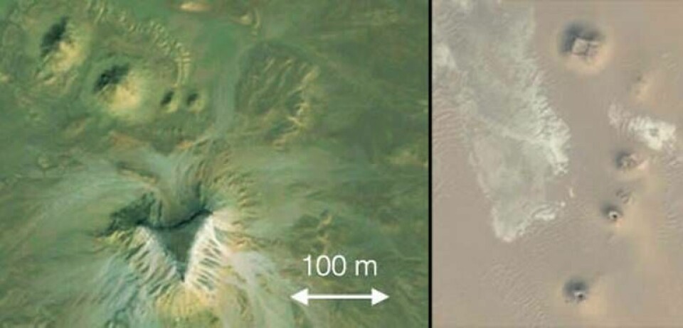 Satellitbilderna som påstås visa hittills okända pyramider i Egypten. Foto: Angela Micol/Google Earth