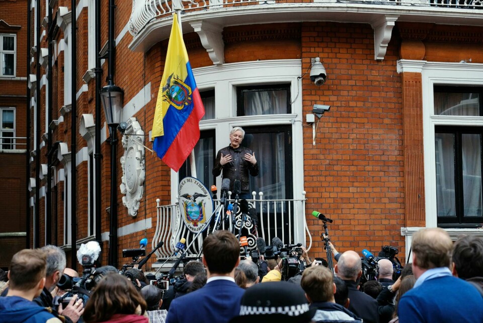 Julian Assange i London, bild från 2017. Foto: Ray Tang/REX