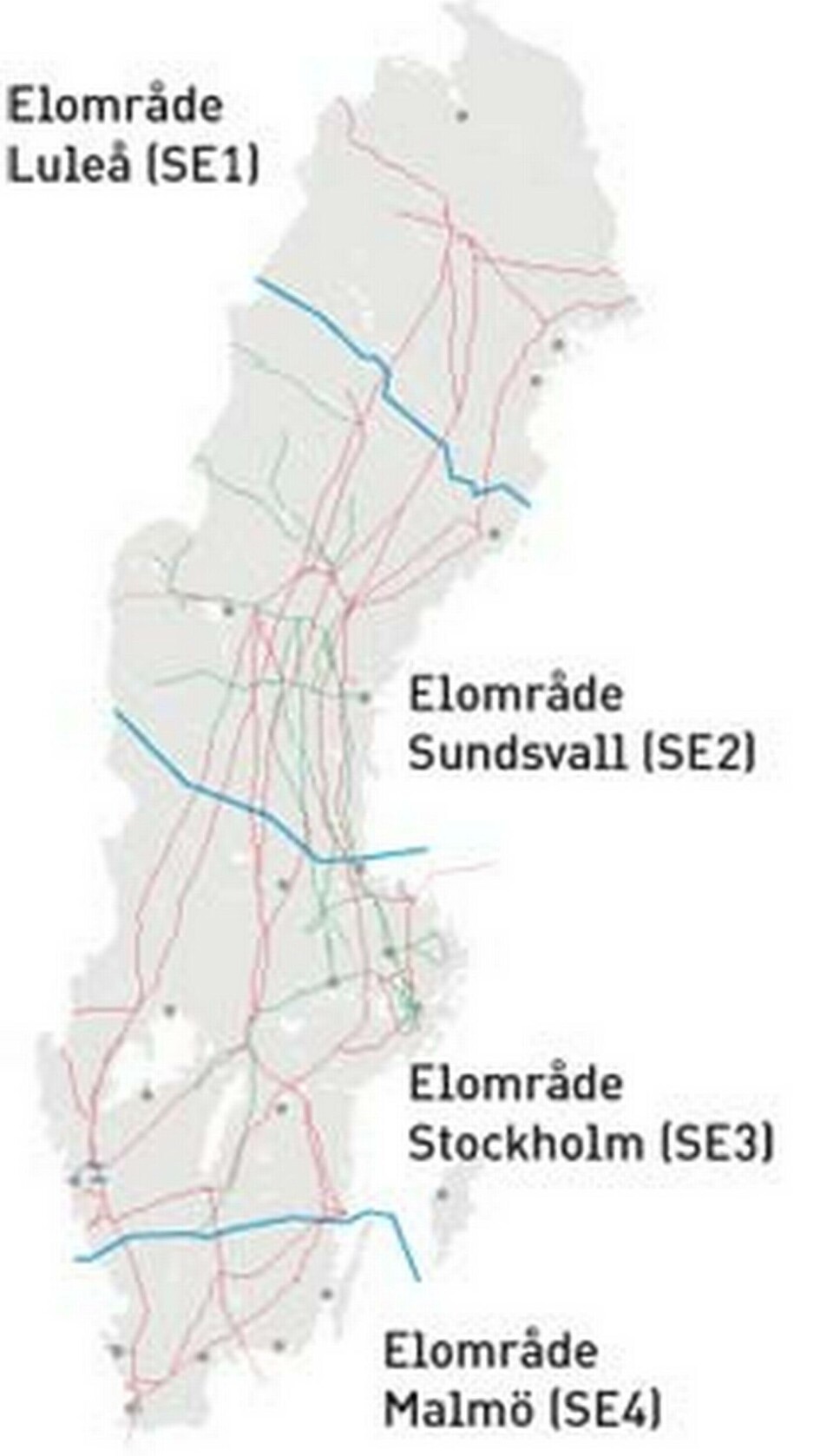 Sveriges fyra elområden. Sveriges fyra elområden.