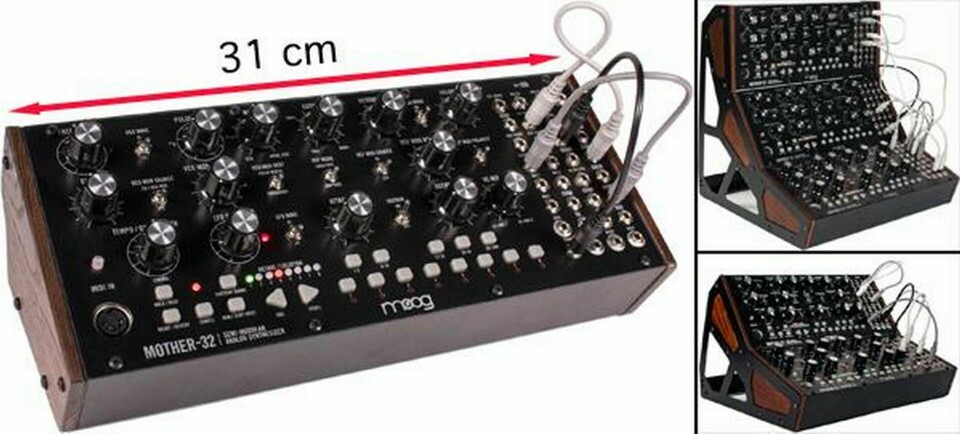 Moog Mother-32 är analog och semi-modulär. För större flexibilitet finns stativ där två eller tre exempelar kan byggas ihop till en enhet. Foto: Moog Music