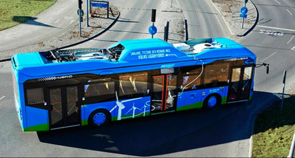 Modulsystemet gör att laddhybriden ser ut som en vanlig buss. Foto: Volvo Bus Modulsystemet gör att laddhybriden ser ut som en vanlig buss. Foto: Volvo Bus