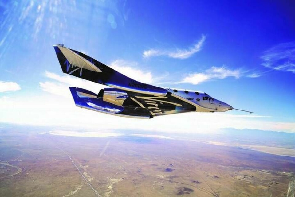 VSS Unity under glidflygningstest. Foto: Virgin Galactica