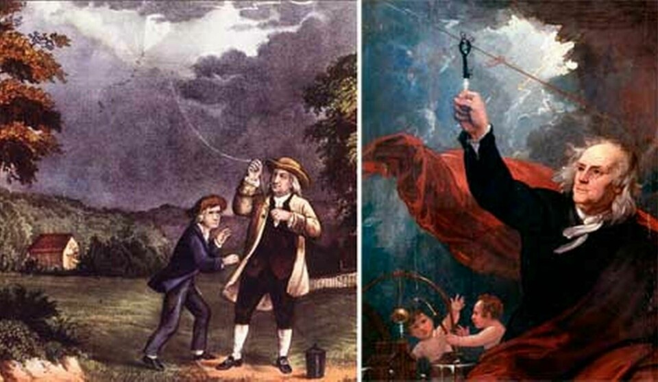 Den amerikanske vetenskapsmannen Benjamin Franklin försökte fånga energin från blixtar och uppfann åskledaren 1752. Foto: All Over Press