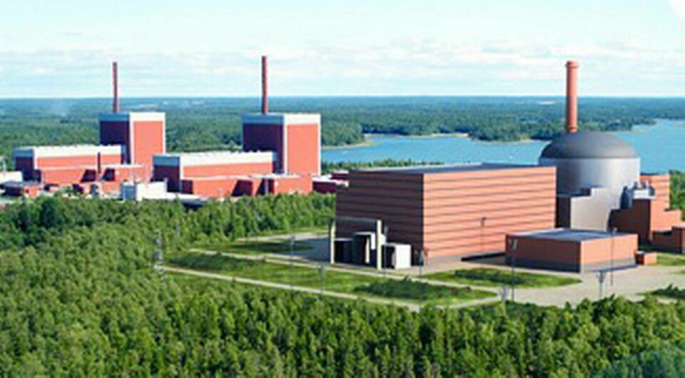 Reaktorerna i Olkiluoto, reaktor 3 närmast. Foto: TVO