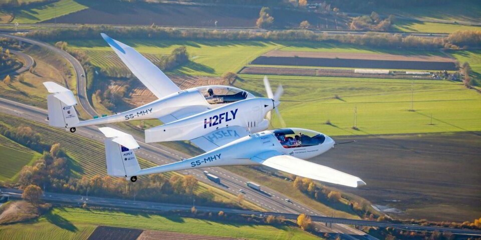 H2Fly:s demonstrator HY4 tar bara fyra personer, men inom några år ska H2Fly erbjuda elflygplan med plats för 40. Foto: H2Fly H2Fly:s demonstrator HY4 tar bara fyra personer, men inom några år ska H2Fly erbjuda elflygplan med plats för 40. Foto: H2Fly