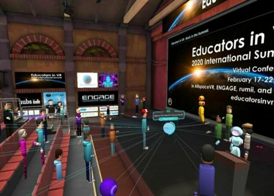 Föreläsning i VR. Foto: Educators in VR