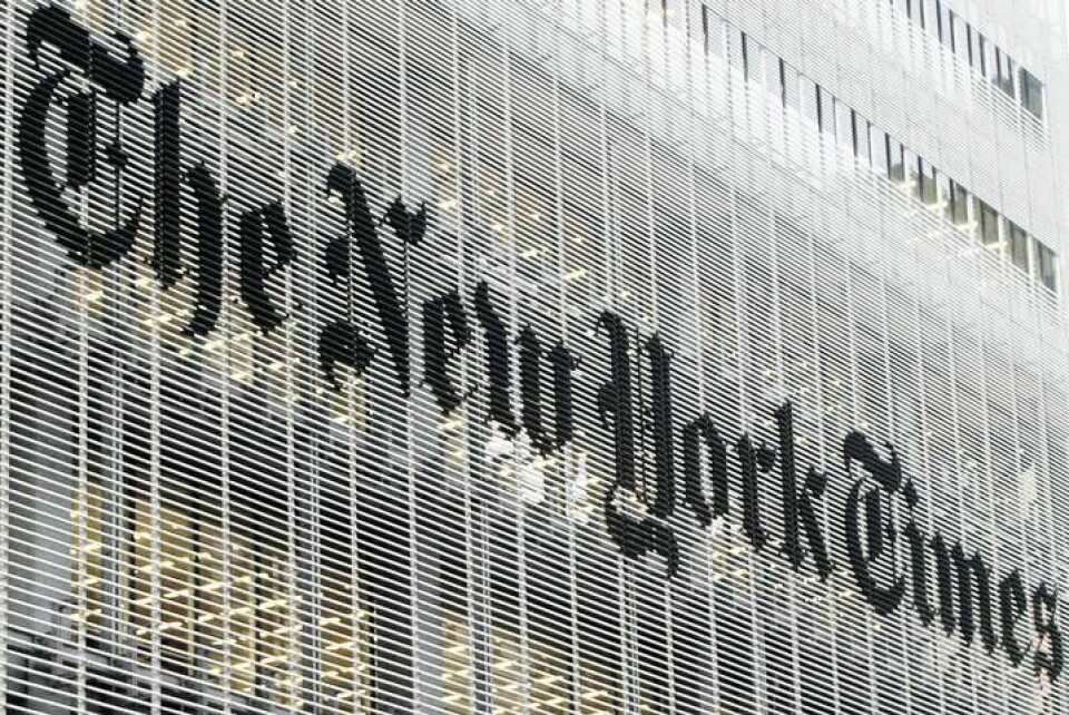 Den amerikanska tidningen The New York Times sajt fanns bland dem som inte gick att nå under tisdagen. Foto: Richard Drew/AP/TT