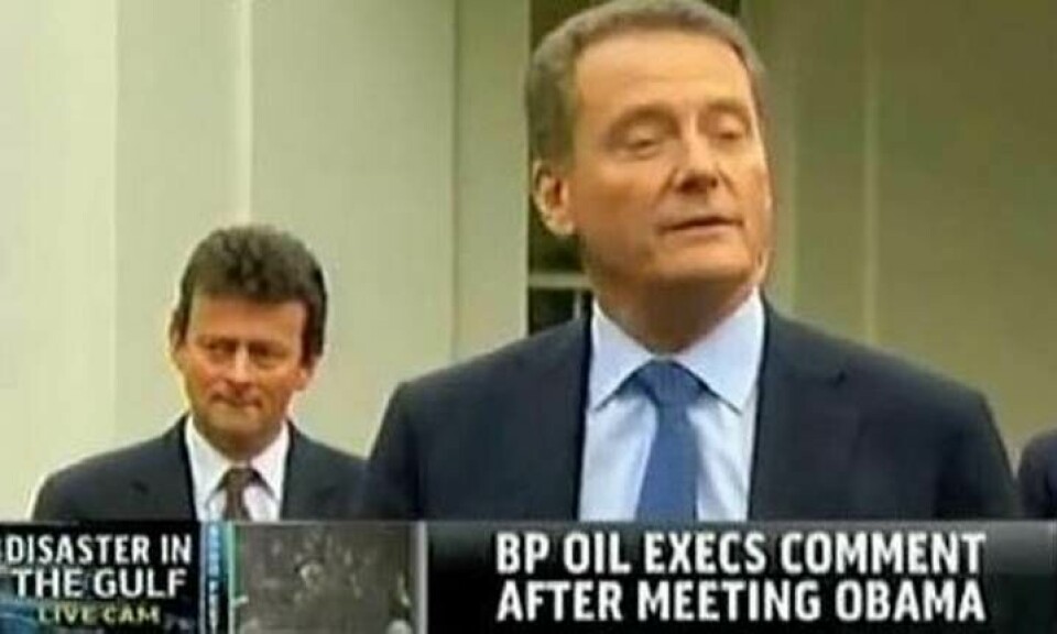 BP:s ordförande Carl-Henric Svanberg och BP:s avgående vd Tony Hayward efter mötet med USA:s president Barack Obama tidigare i höstas.