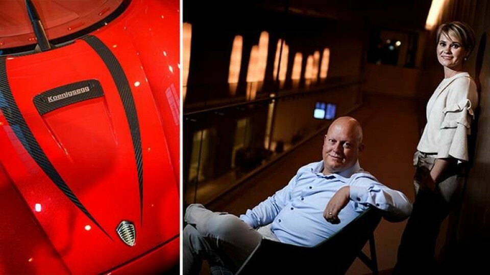 Christian von Koenigsegg och Halldora von Koenigsegg, ägare av det svenska sportbilsföretaget Koenigsegg. Foto: TT