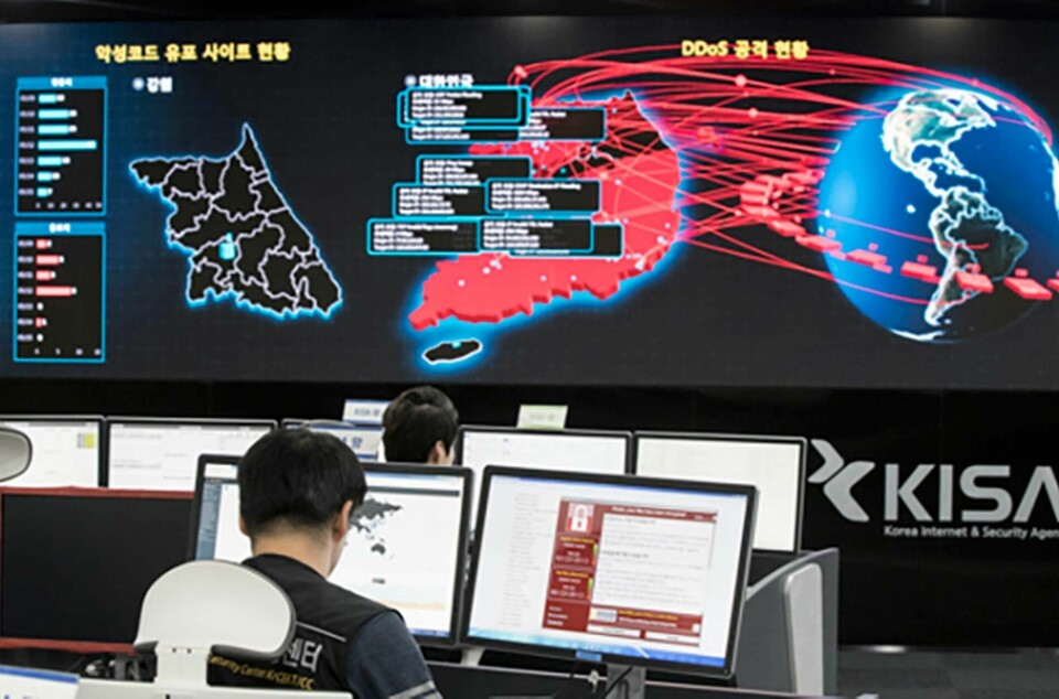 Arkivbild från en sydkoreansk säkerhetsagentur som övervakar digital säkerhet. Foto: Yun Dong-Jin/Yonhap/AP/TT