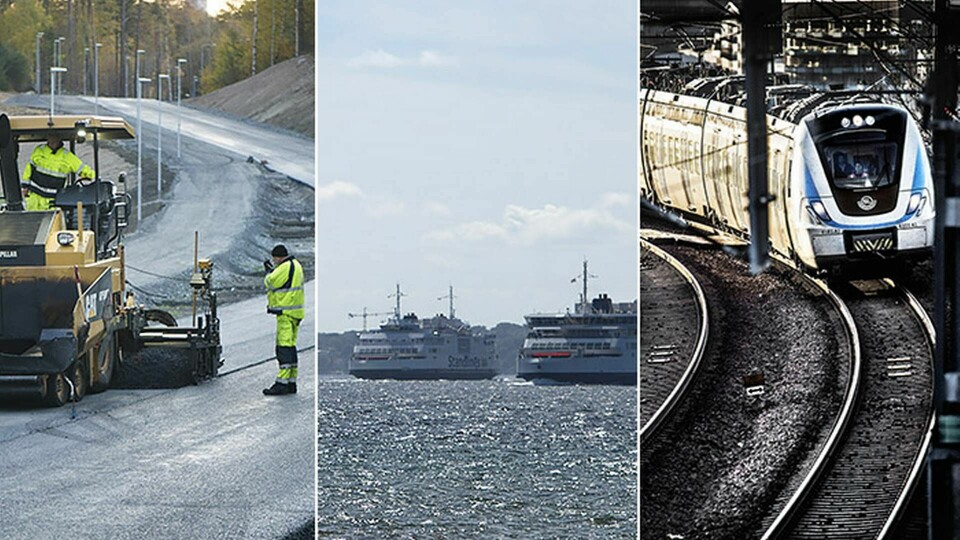 Regeringen presenterar satsning på järnväg, sjöfart och vägar på 700 miljarder kronor. Foto: Tomas Oneborg / SvD / TT, Fredrik Sandberg / TT, Björn Lindgren / TT