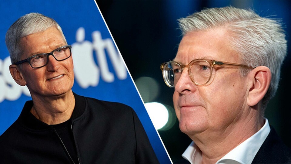 Apples vd Tim Cook (vänster) och Ericssons vd Börje Ekholm (höger). Foto: TT Apples vd Tim Cook (vänster) och Ericssons vd Börje Ekholm (höger). Foto: TT